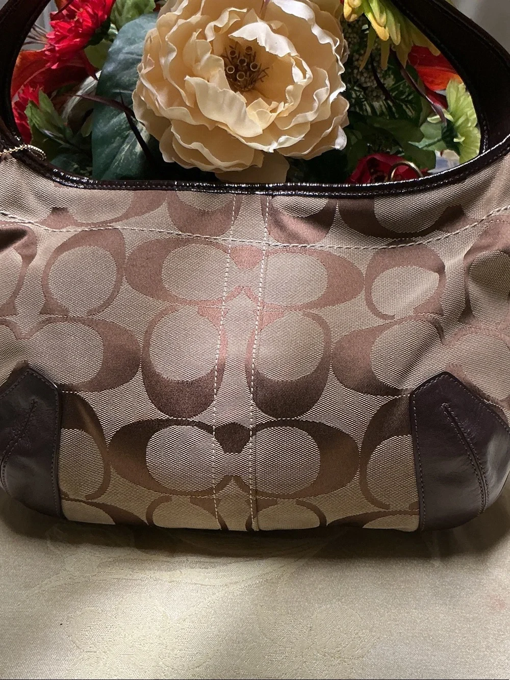 Coach Y2K Signature Canvas Shoulder Bag in Brown and Tan